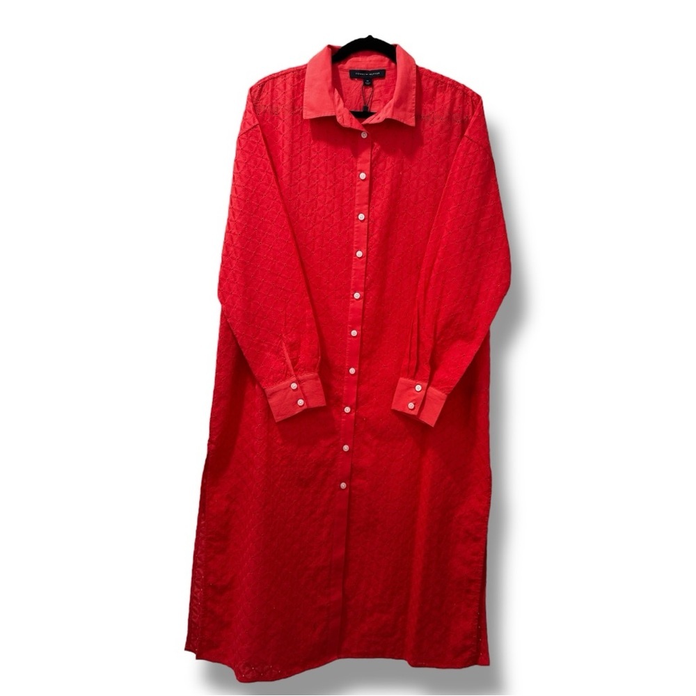 Tommy Hilfiger Coral Long Sleeve Shirt Dress M - Picture 1 of 8